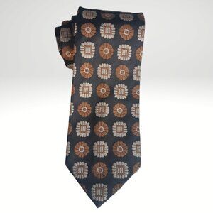 Hugo Boss 100% Silk Men's Tie, Black w/Tan & Brown Pattern